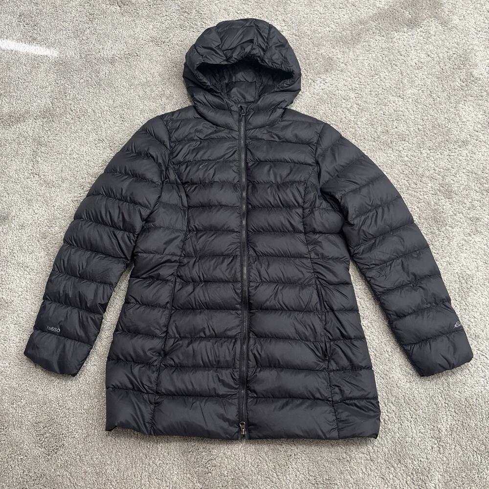 Eddie Bauer Jacket Women's Size Small Petit Down Black Puffer EB650